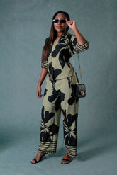 BLUSA MUJER CAMISERA  ESTAMPADO MANGA 3/4 RESORTADA